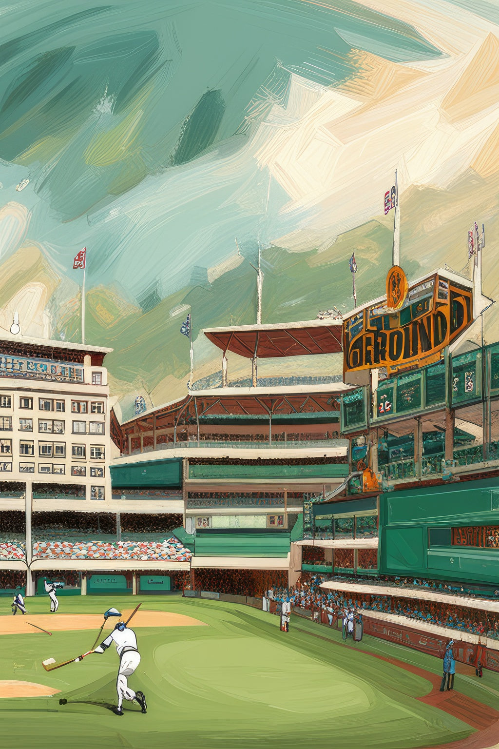 Baseball Game at The Polo Grounds Oil Painting II Art Print