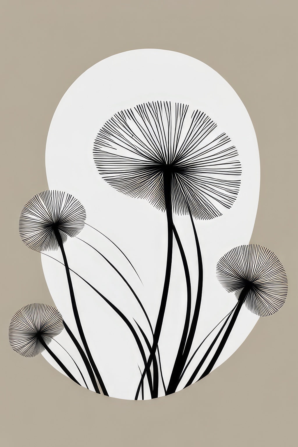 Illustrated Dandelion Abstract Art Print