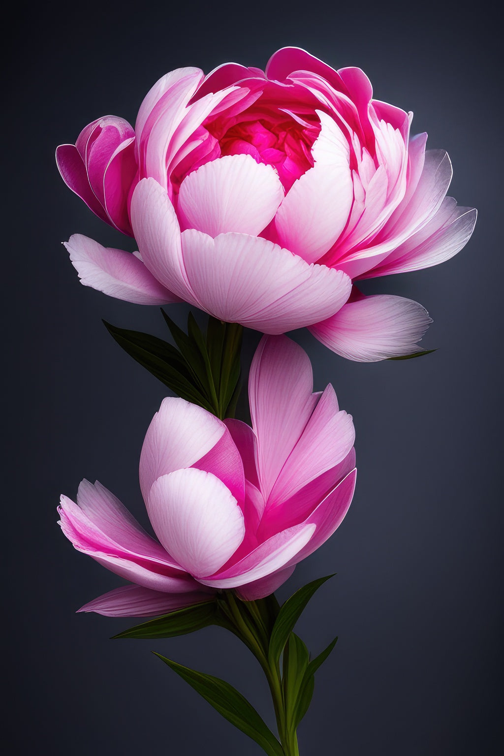 Pink Peonies with Dark Background Photo Art Print