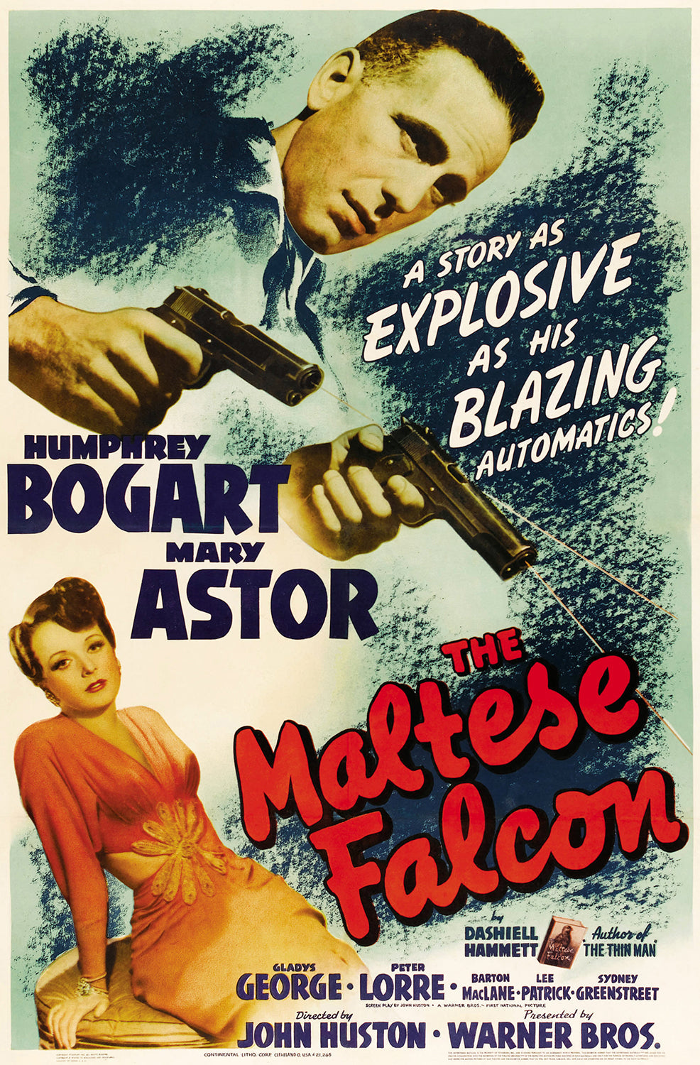 The Maltese Falcon Bogart, Astor Vintage Movie Poster V2