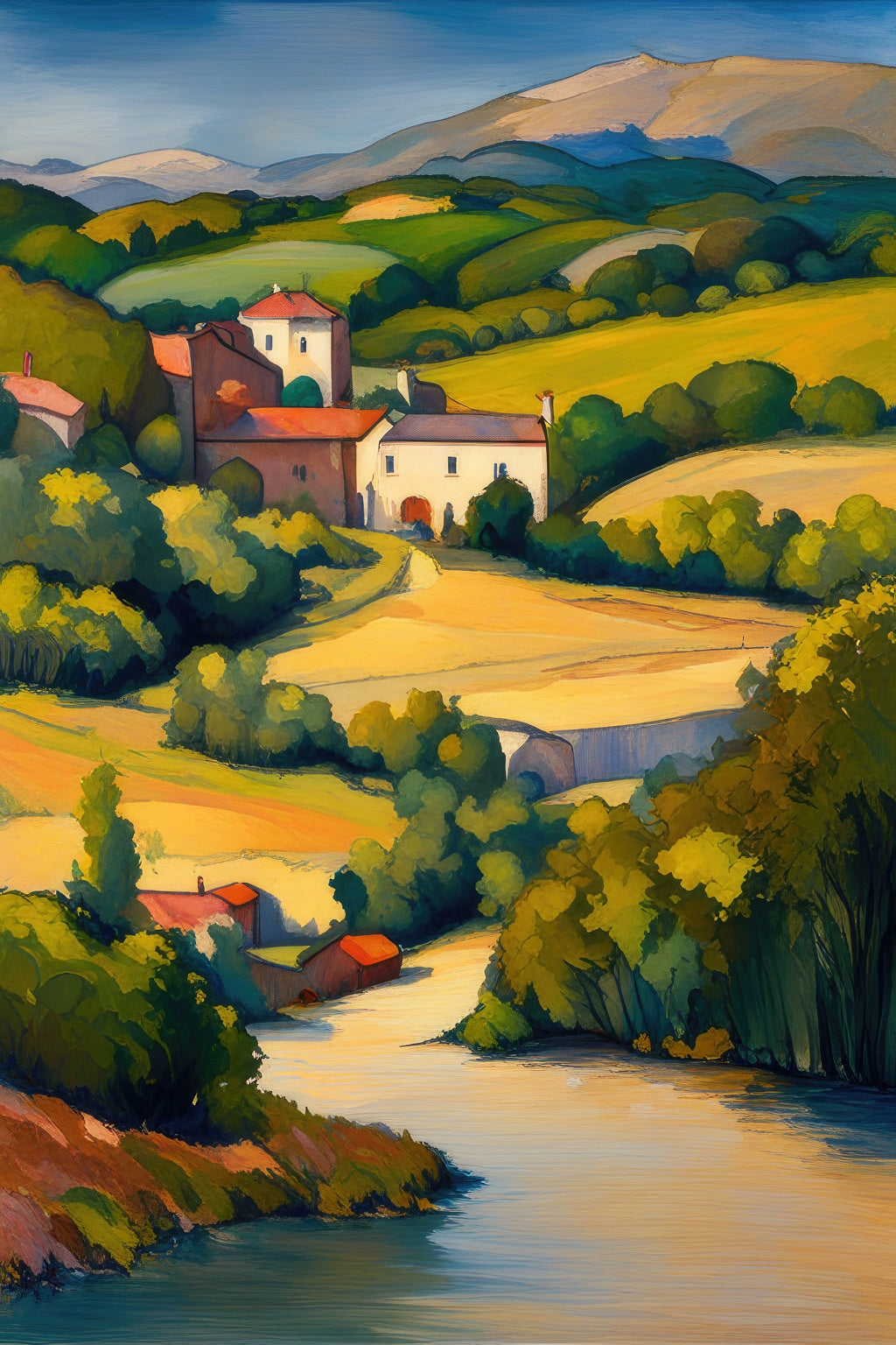 Red Roof Farmhouse in Tuscany Oil Painting I Art Print