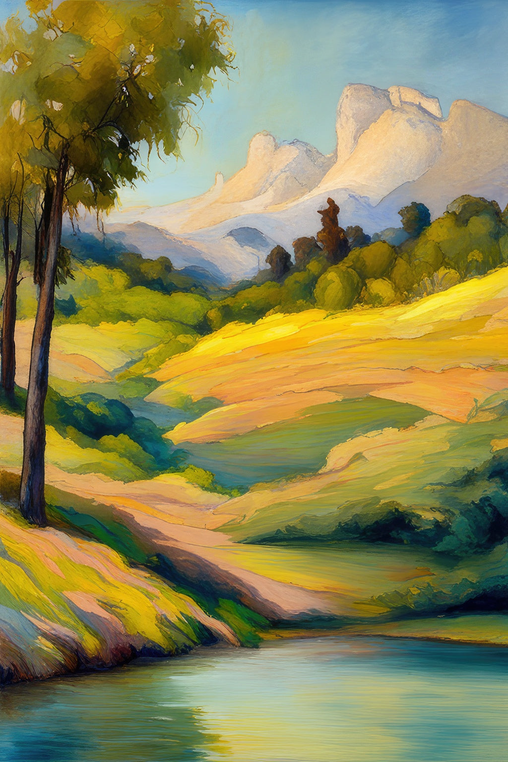 River View Mixed Media Painting Art Print