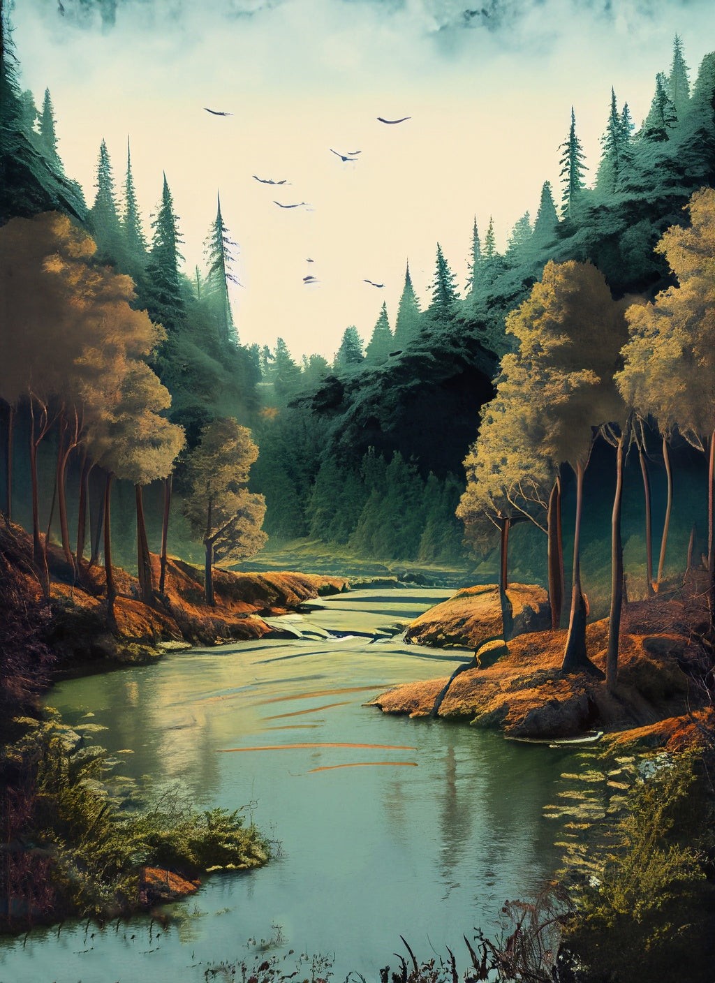 Western Washington Forest Scene Mixed Media Art Print