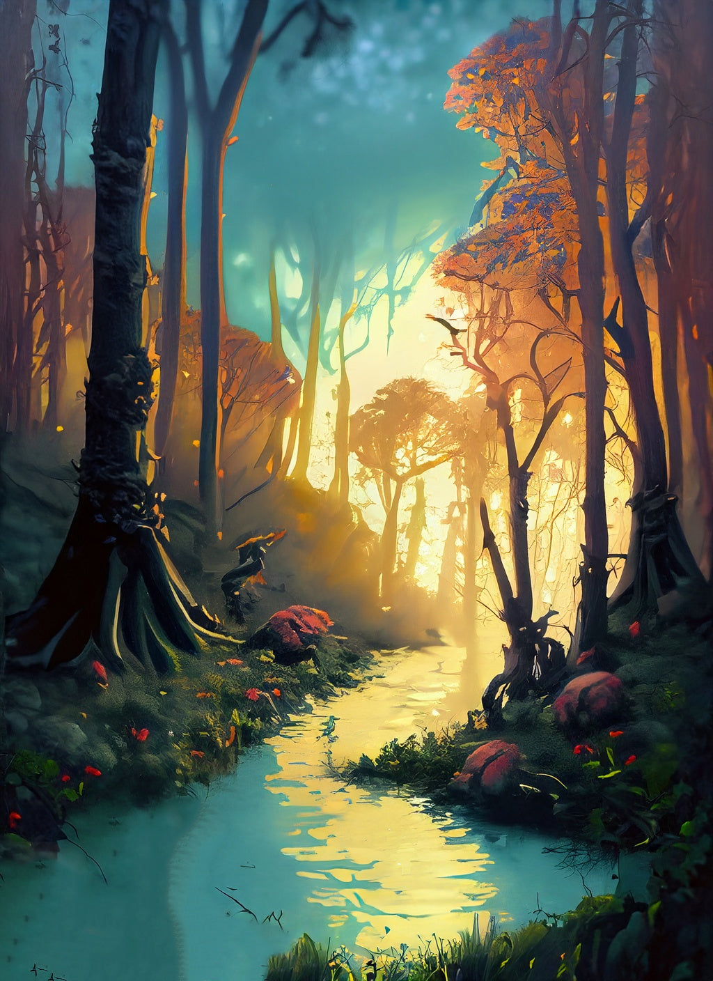 Fantasy Sunrise Digital Illustration Art Print