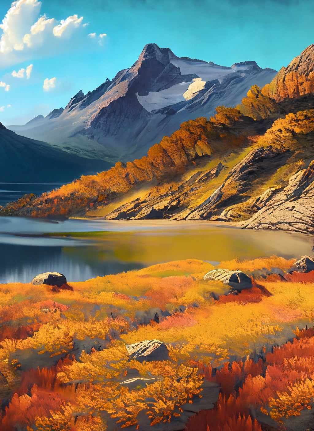 Autumn in The Mountains Digital Painting Art Print