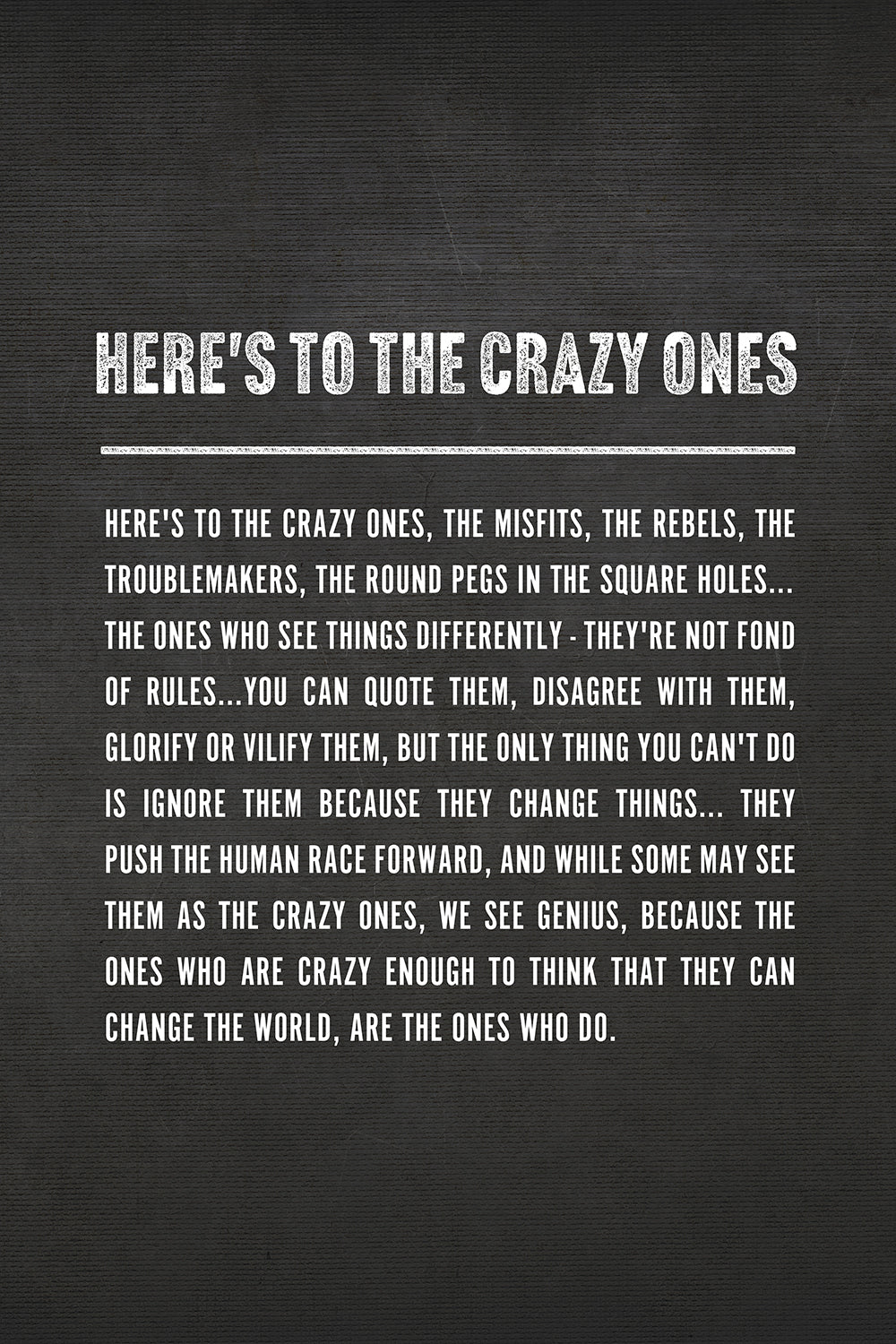 Here's to The Crazy Ones Office Motivational Art Print