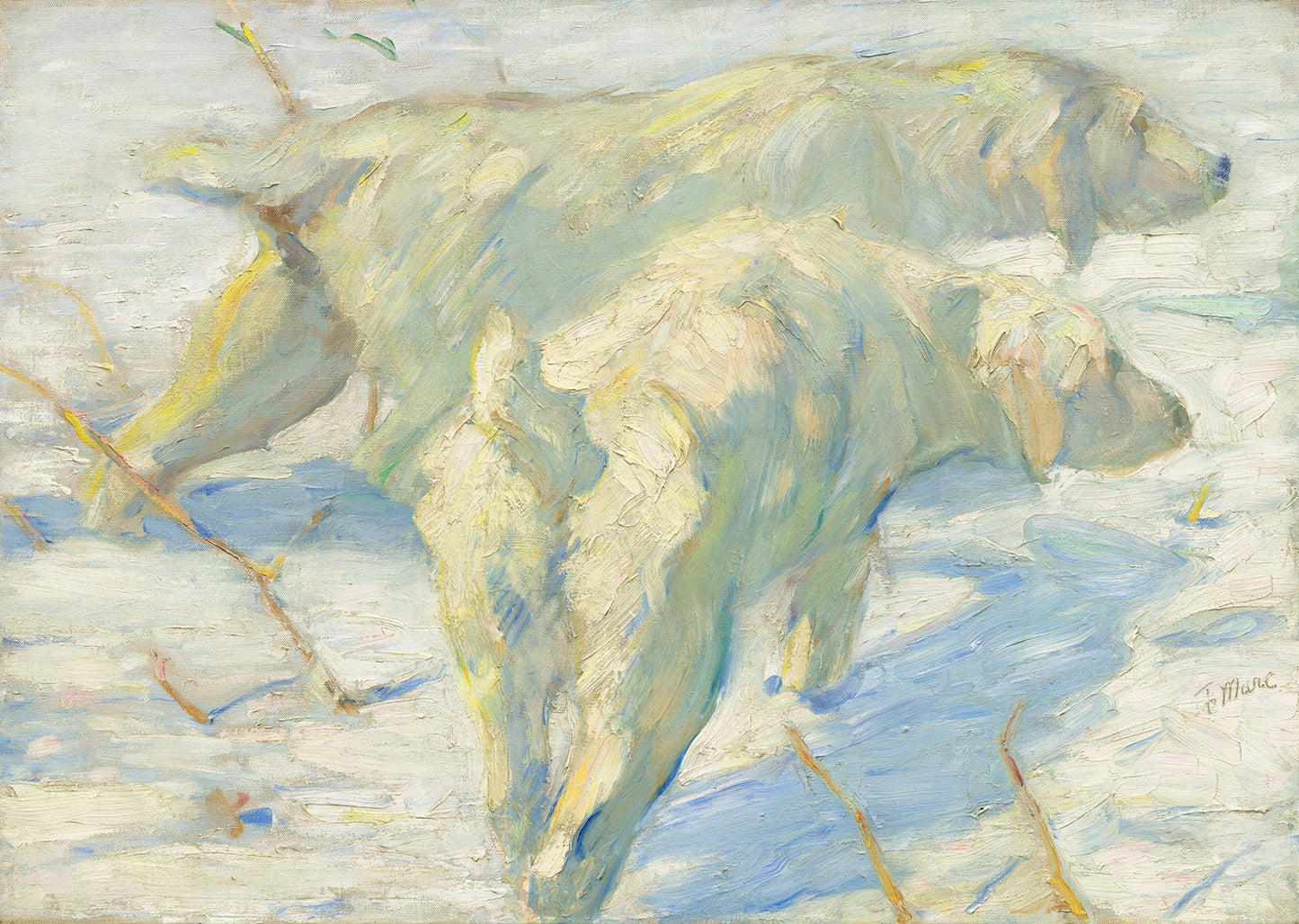 Siberian Dogs in the Snow by Franz Marc Art Print