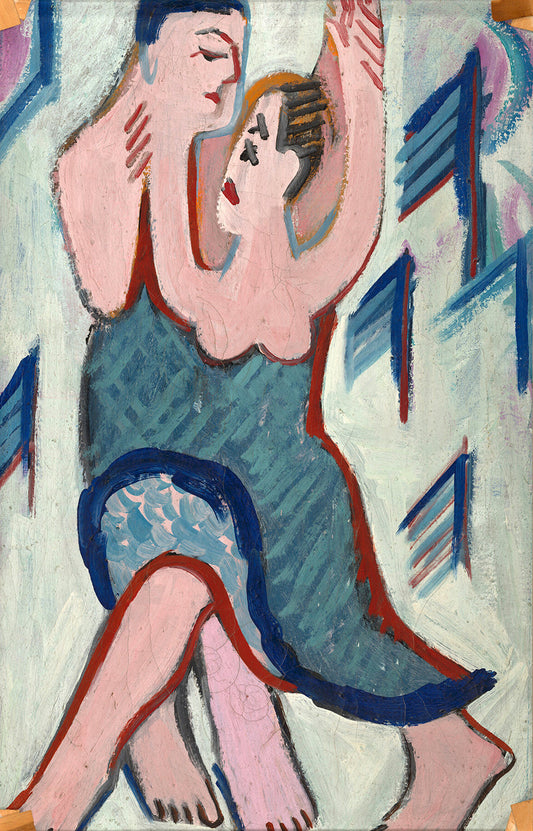 Dancing Couple in the Snow [reverse] by Ernst Ludwig Kirchner Art Print