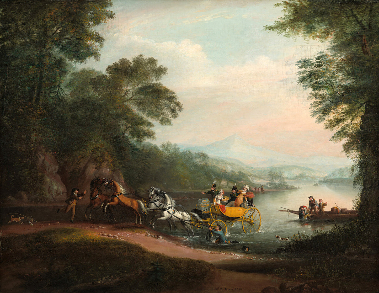 Mishap at the Ford by Alvan T. Fisher Art Print