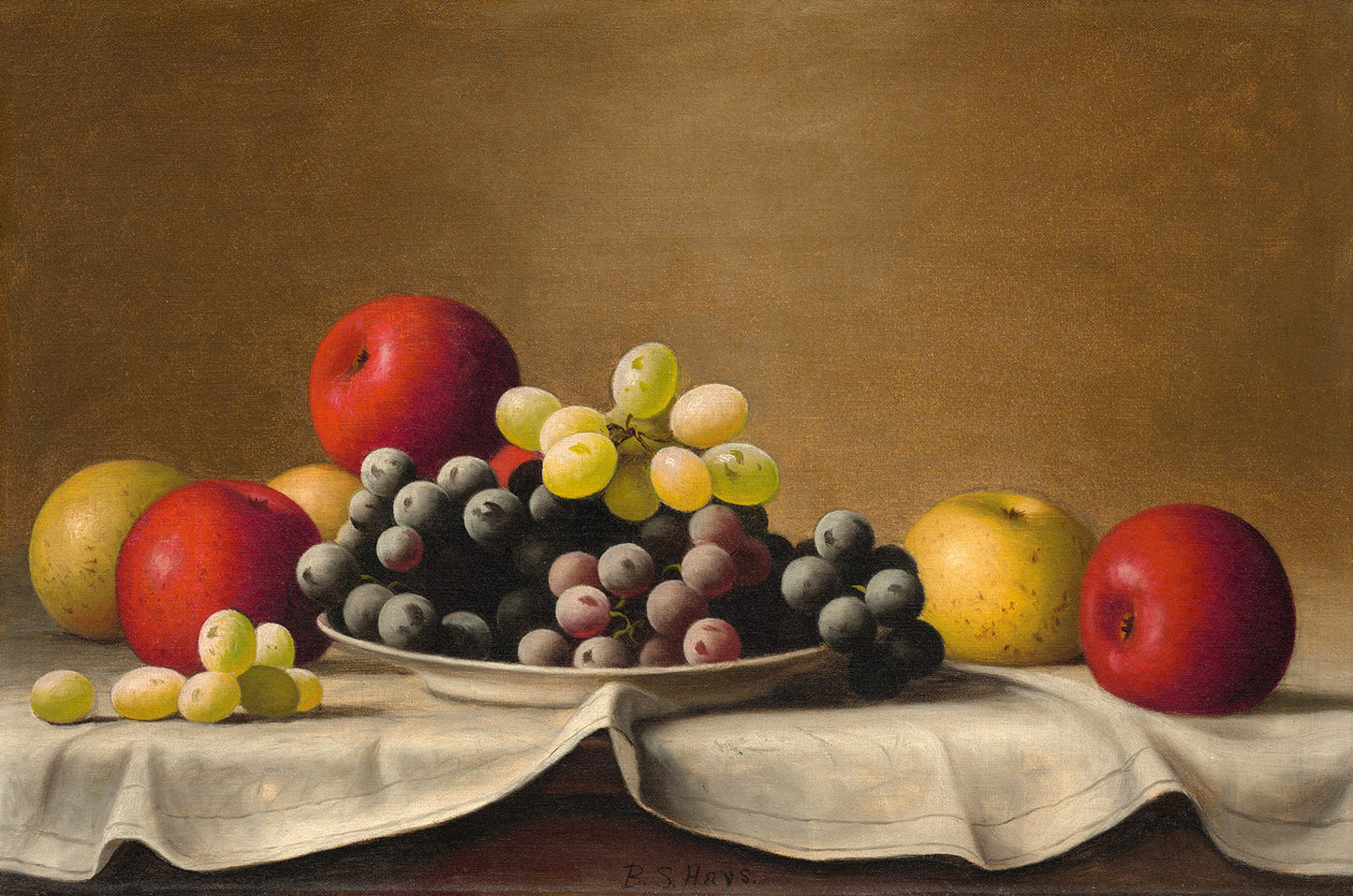 Still Life, Apples, Grapes by Barton Stone Hays Art Print