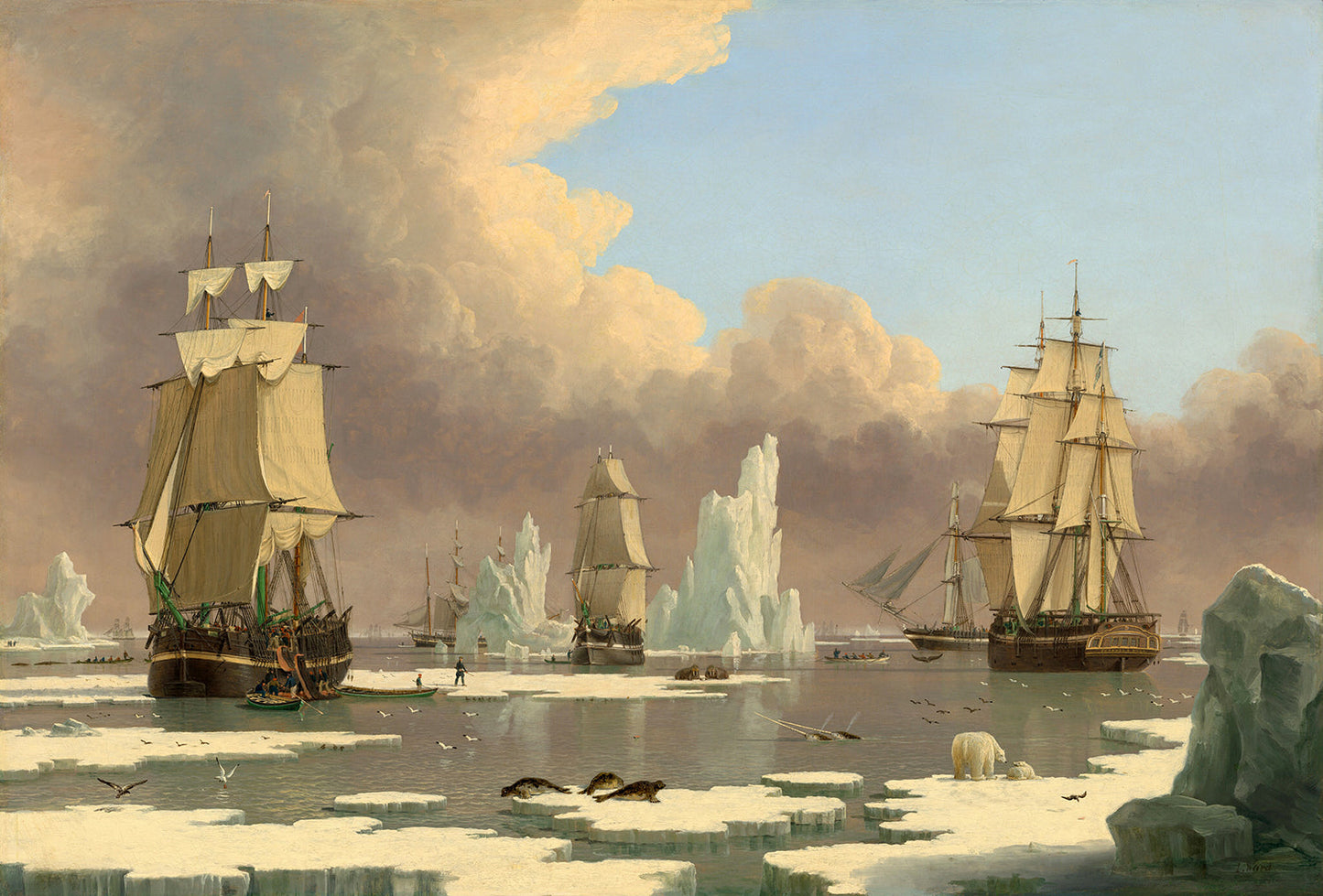 The Northern Whale Fishery: The "Swan" and "Isabella" by John Ward of Hull Art Print