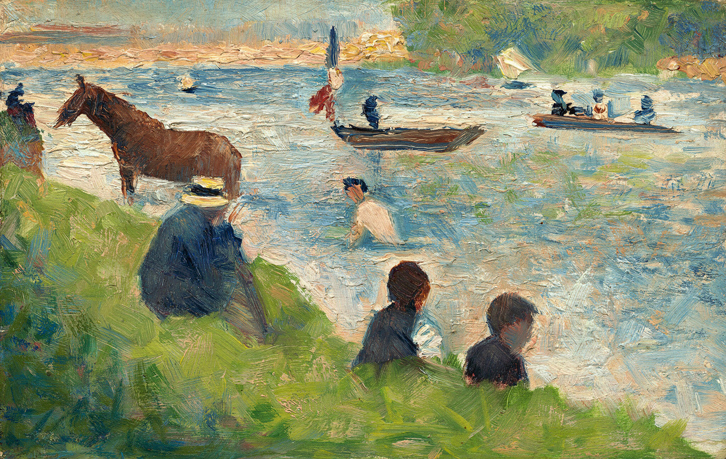 Horse and Boats (Study for "Bathers at Asnieres") by Georges Seurat Art Print