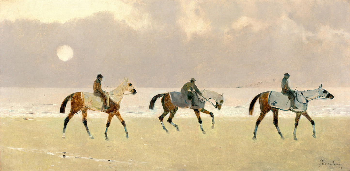 Riders on the Beach at Dieppe by Rene Pierre Charles Princeteau Art Print