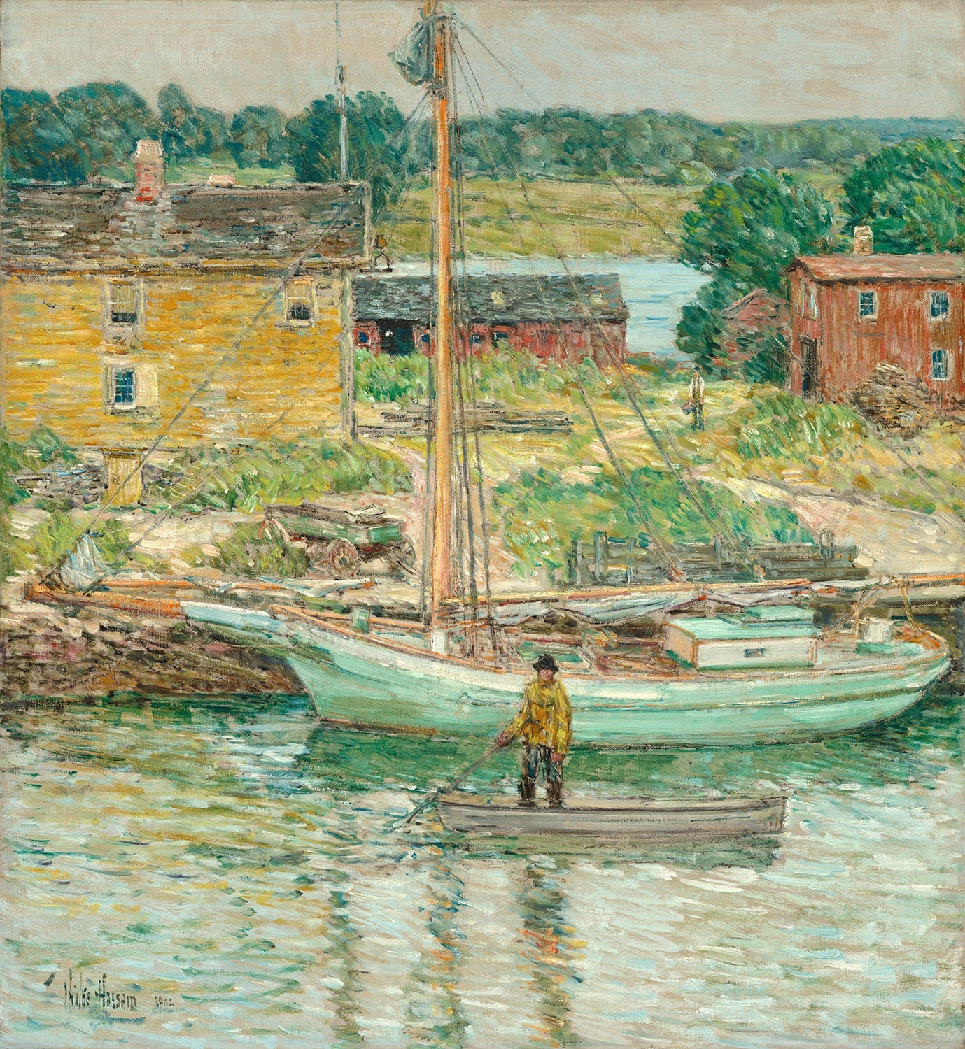 Oyster Sloop, Cos Cob by Childe Hassam Art Print