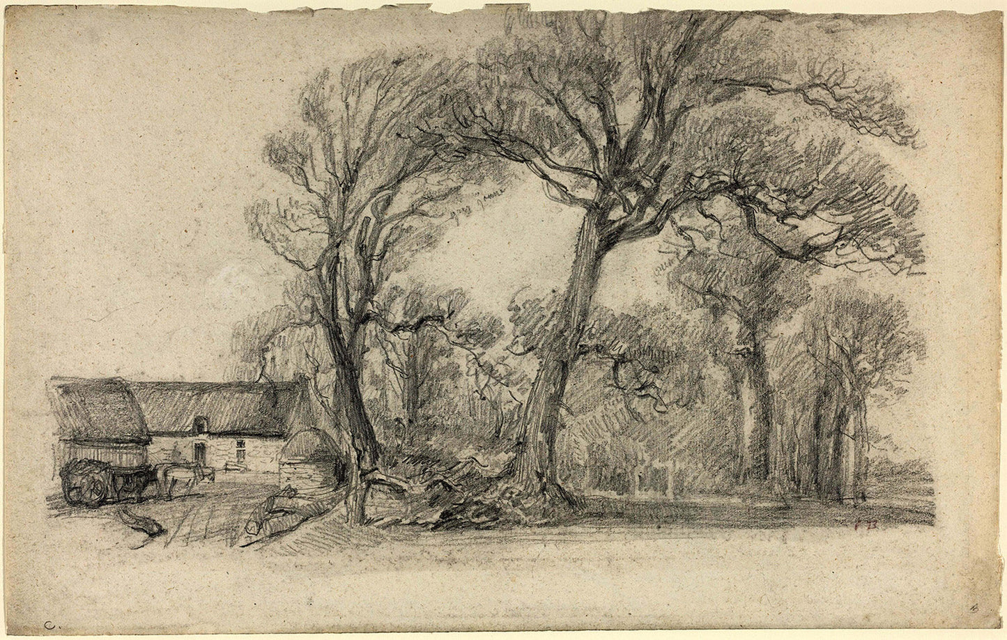 Landscape with Trees, Cottage, and Farm Wagon by Eugene Boudin Art Print