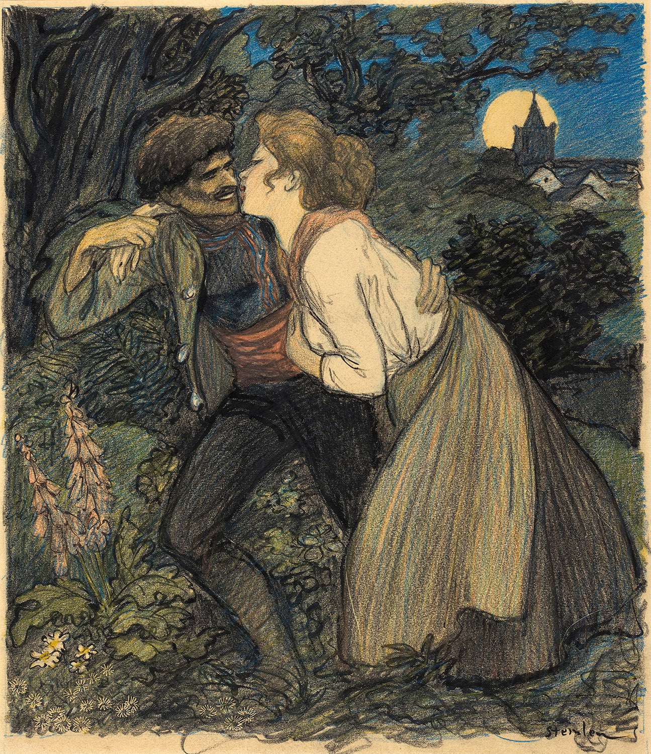 La chienne au loup by Theophile Alexandre Steinlen Art Print