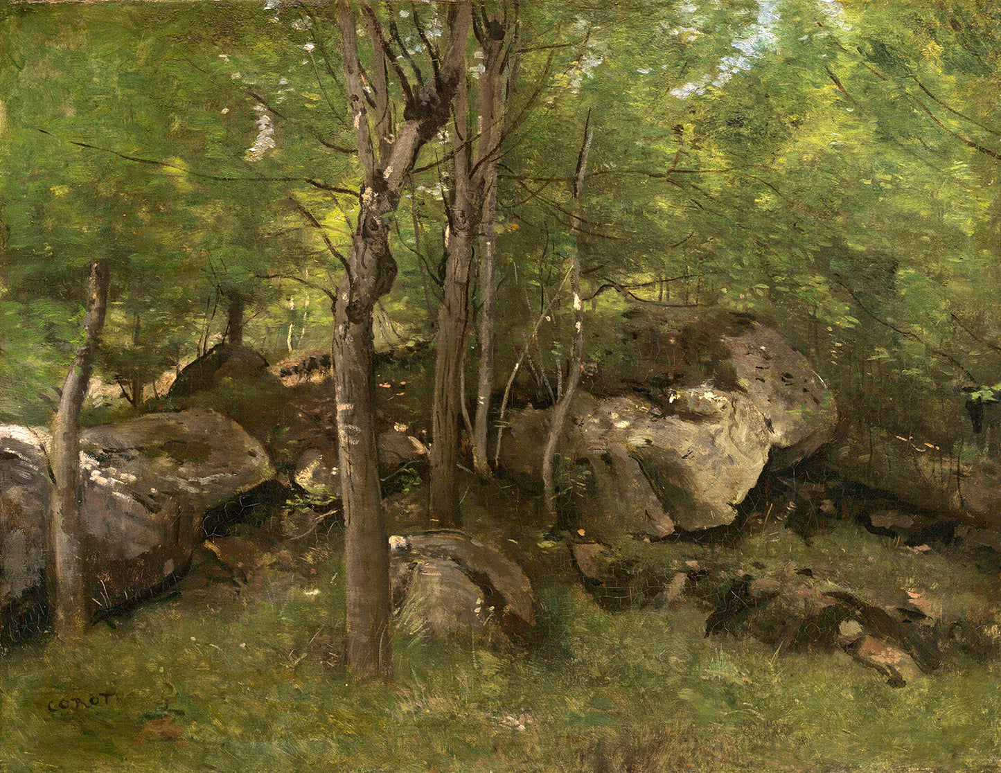 Rocks in the Forest of Fontainebleau by Jean-Baptiste-Camille Corot Art Print