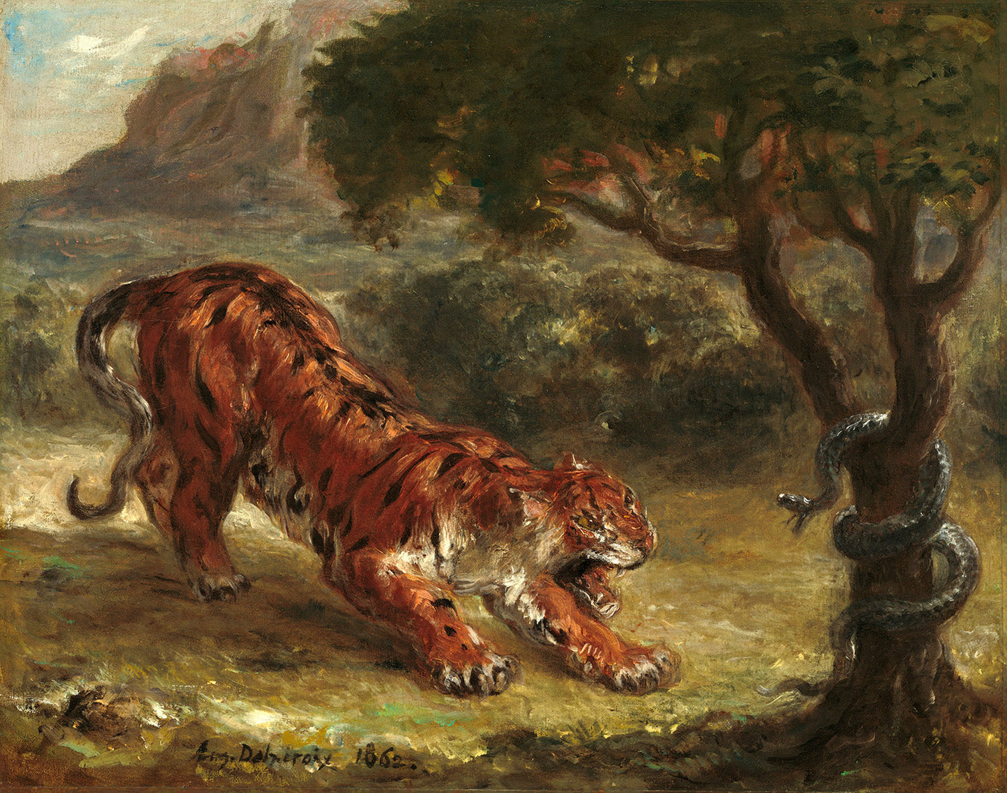 Tiger and Snake by Eugene Delacroix Art Print