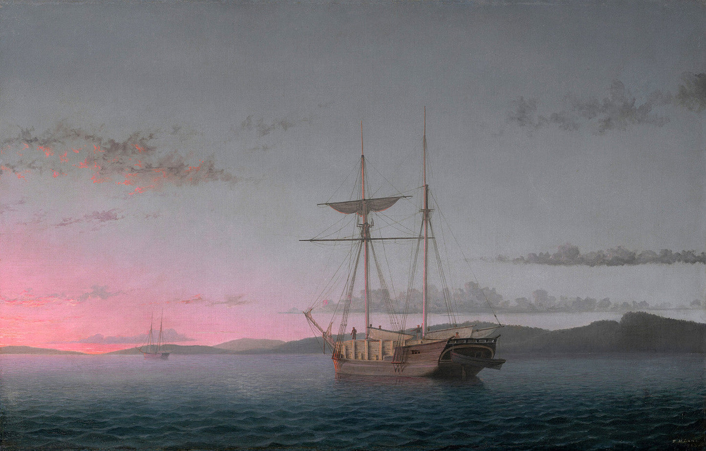 Lumber Schooners at Evening on Penobscot Bay by Fitz Henry Lane Art Print