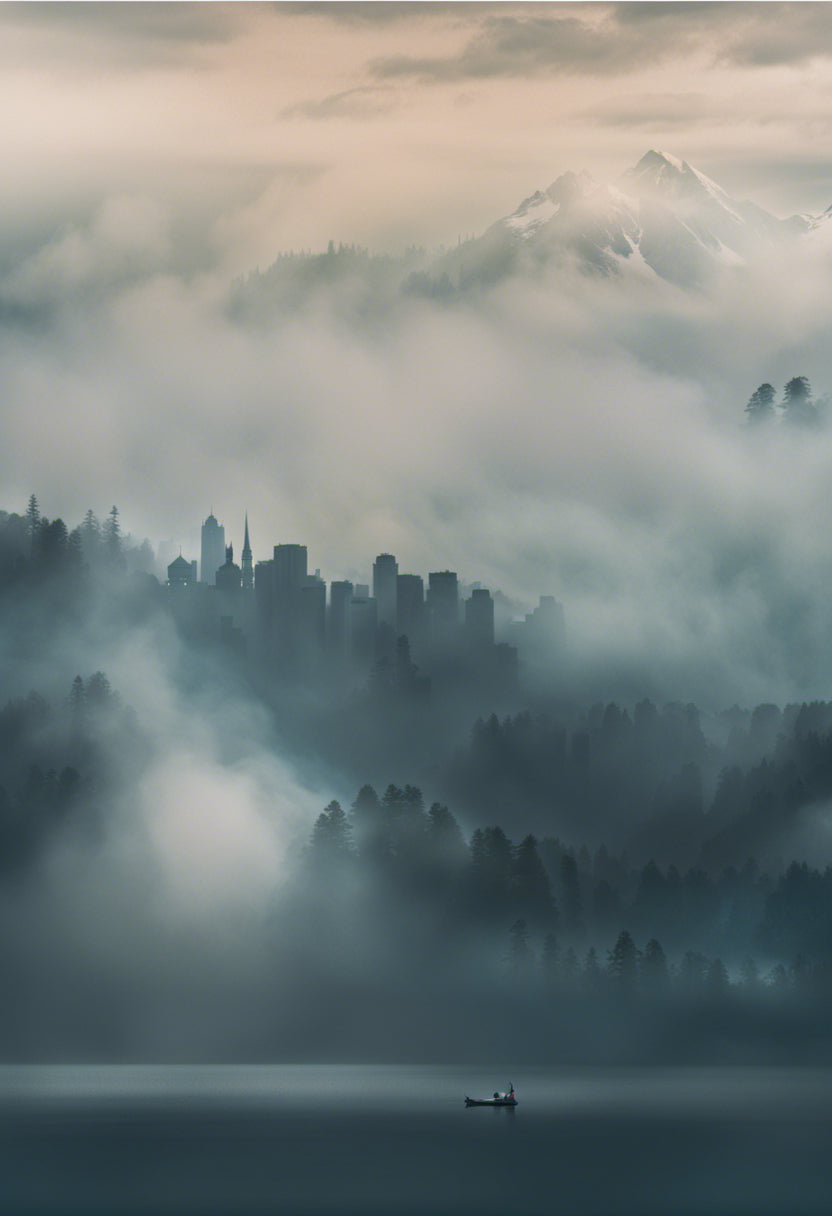 Misty City at Dusk Photograph Art Print
