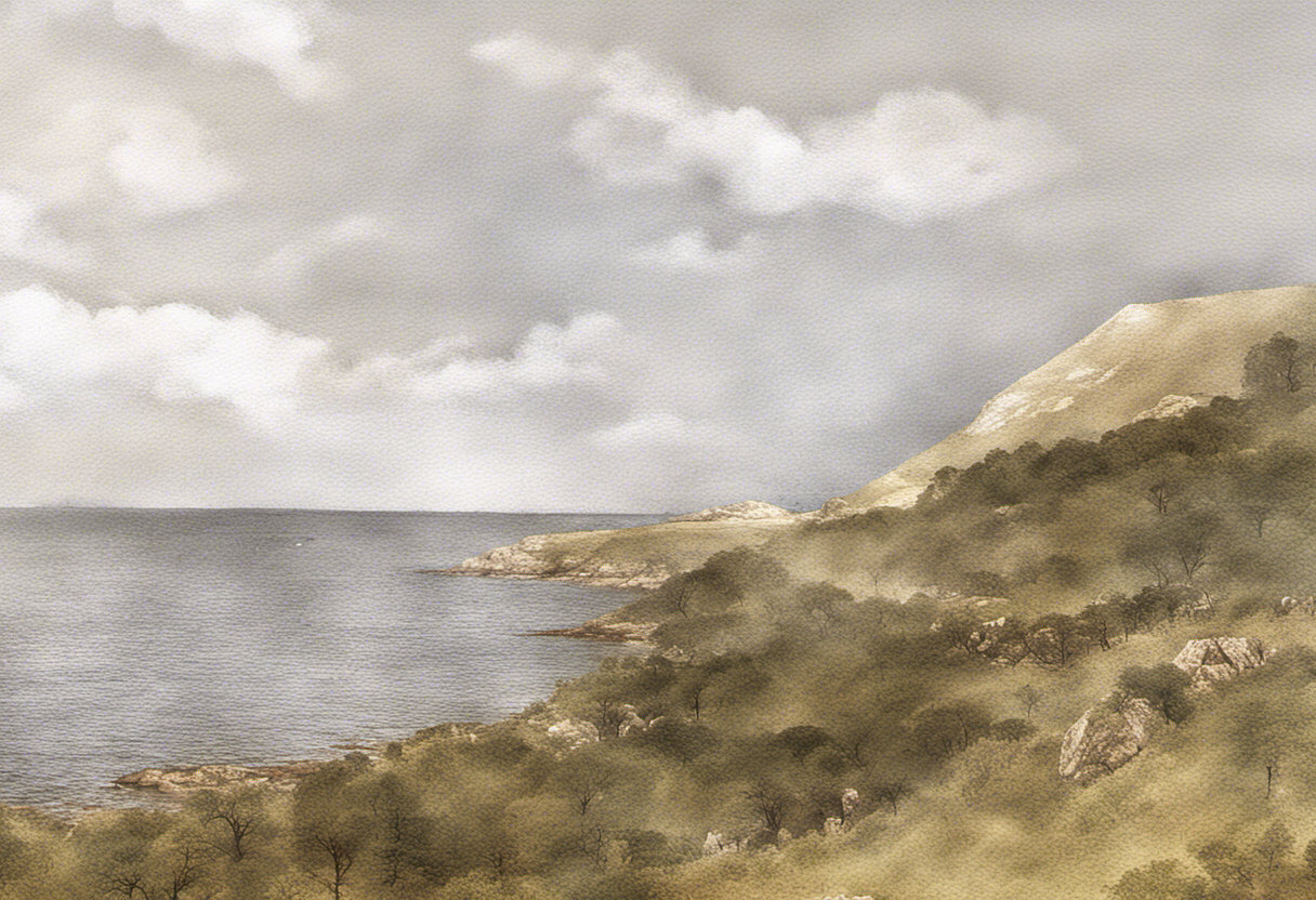 Rolling Hills by The Seashore Painting Art Print