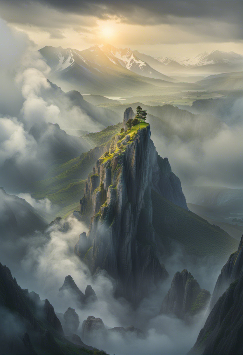 Misty Mountains Digital Fantasy Painting Art Print