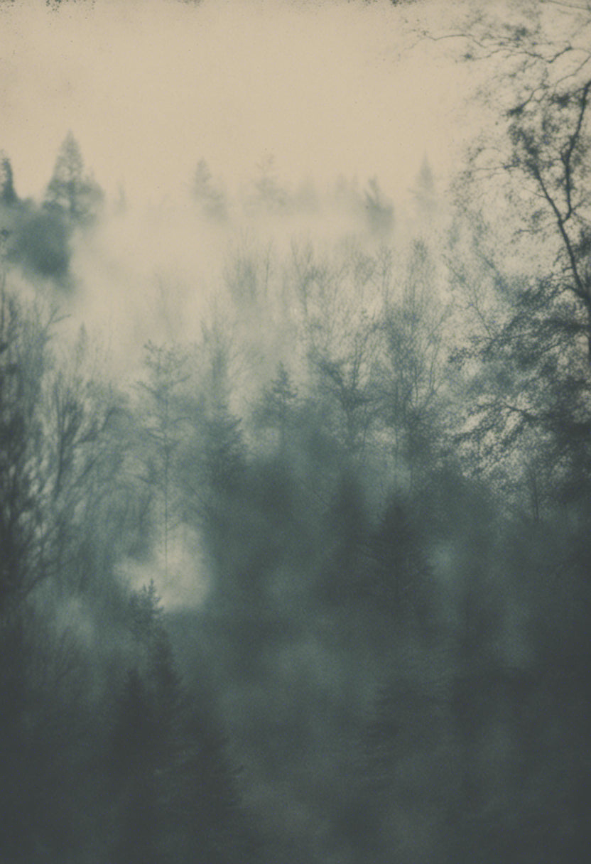 Misty Woodland Scene Illustration Art Print