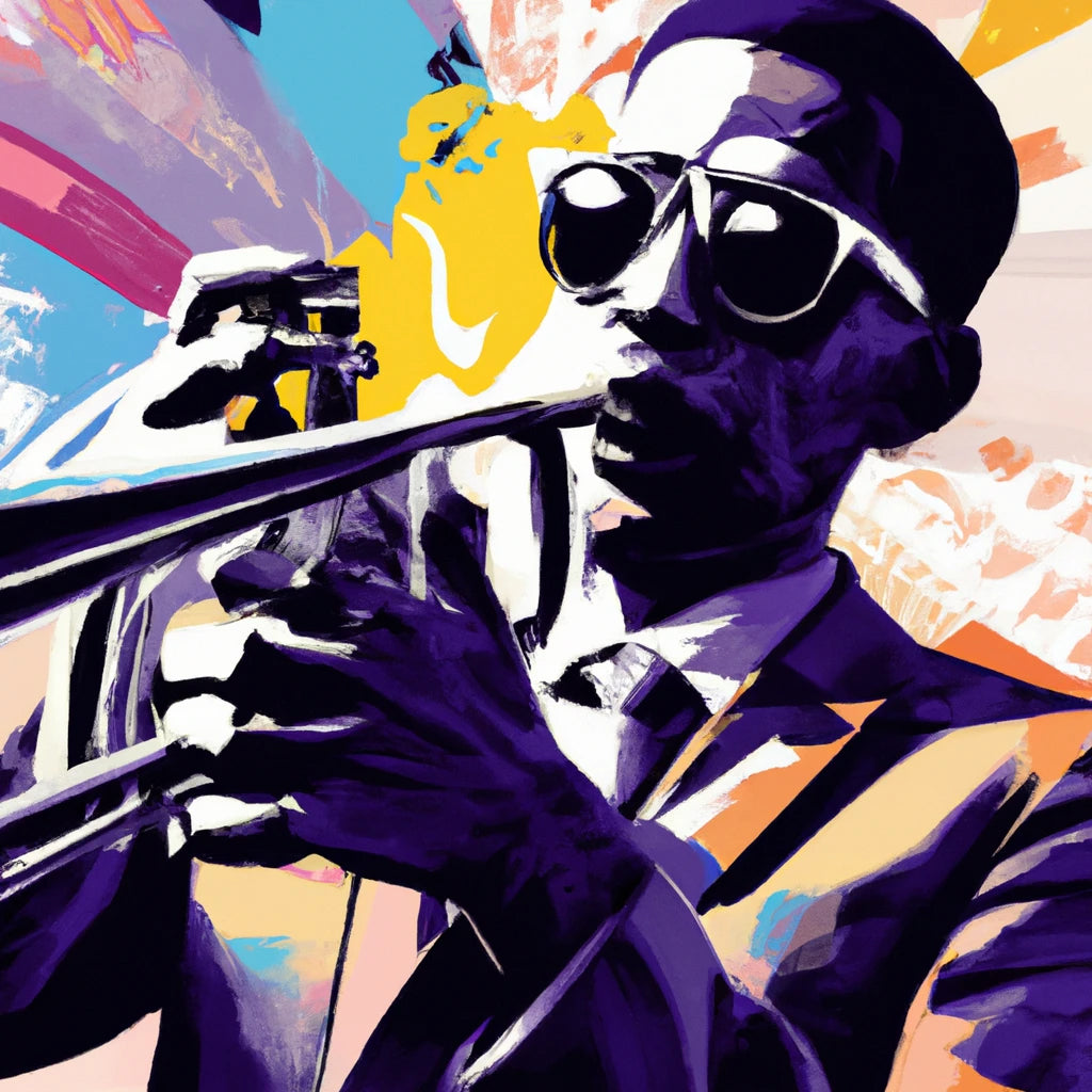 Energetic Trumpet Playing Man Illustration Art Print