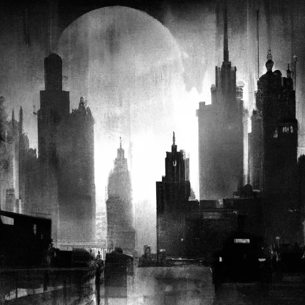 Black and White Cityscape Watercolor Painting Art Print