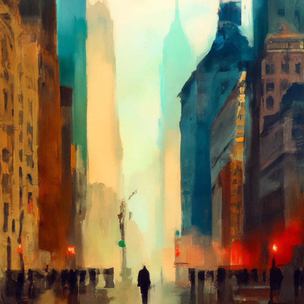 Colorful City in The Evening IV Acrylic Painting Art Print