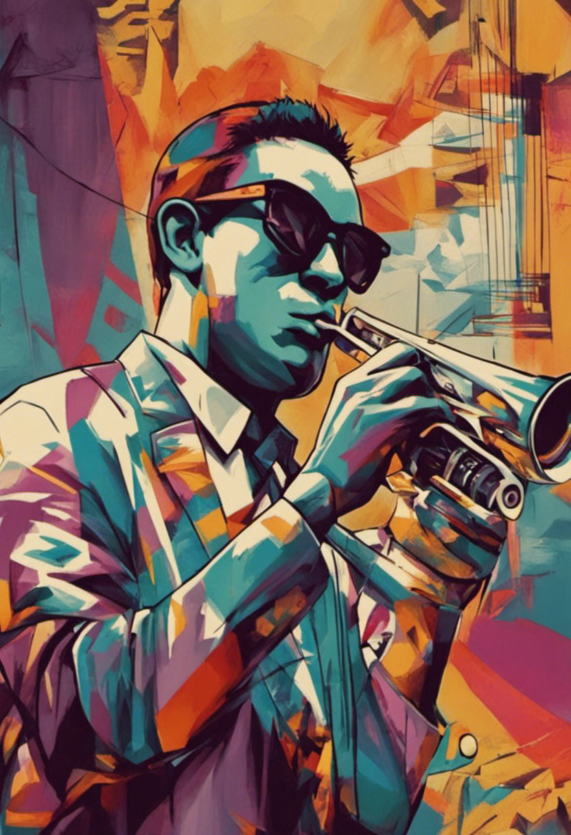 Jazzman with Sunglasses Abstract Illustration Art Print