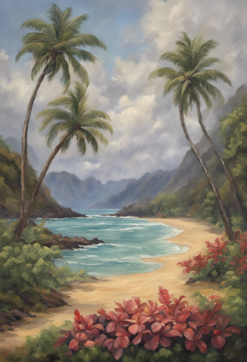 Scenic View on Molokai Island Oil Painting II Art Print