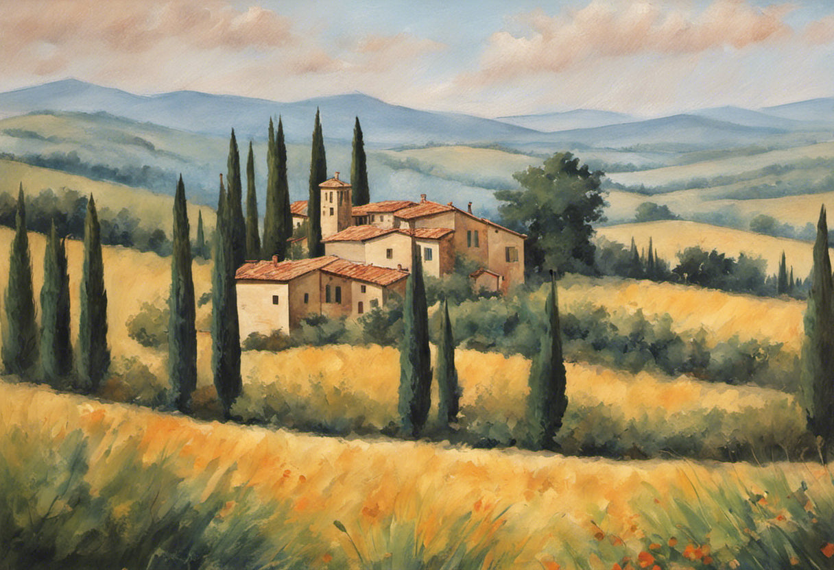 Tuscan Countryside Acrylic Painting II Art Print