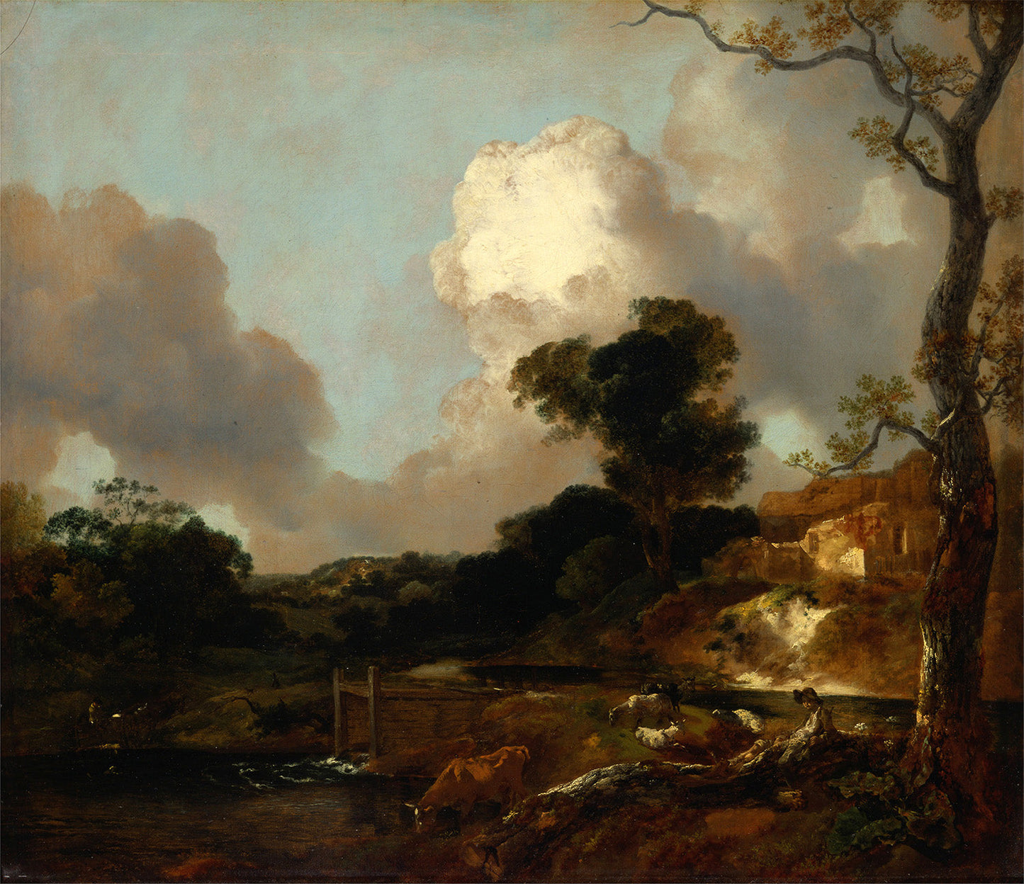Landscape with Stream and Weir by Thomas Gainsborough Art Print