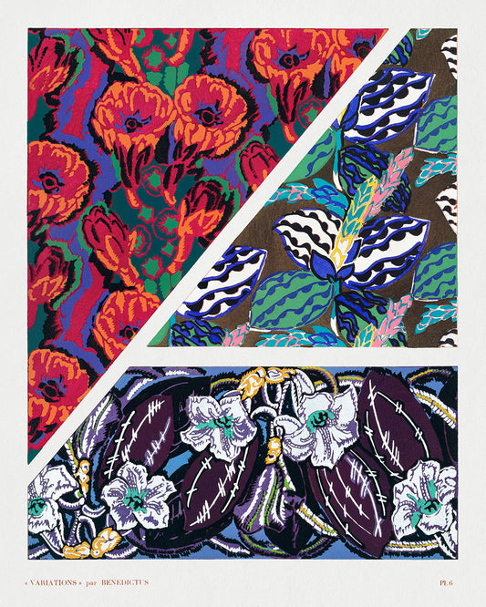 Variations #6 - Floral Art Deco Pattern by Edouard Benedictus Art Print