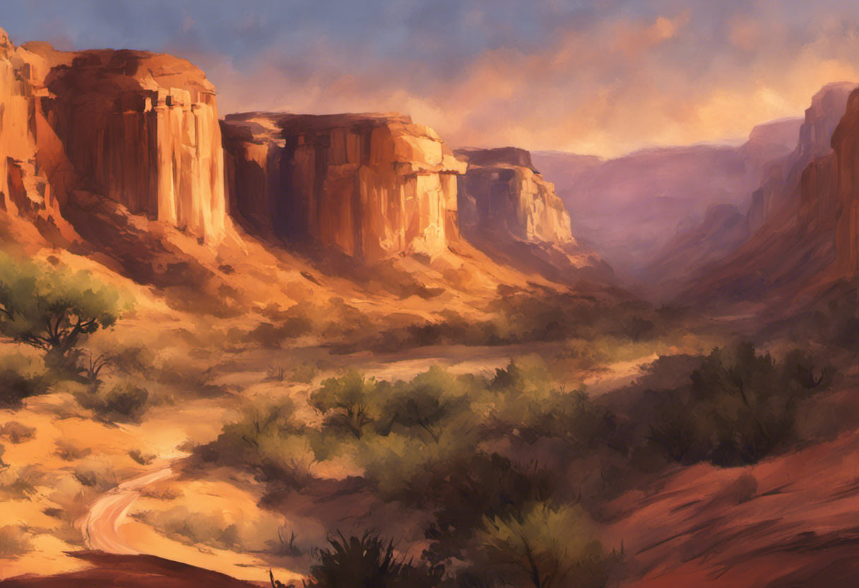 Canyon Valley Golden Hour Digital Painting I Art Print
