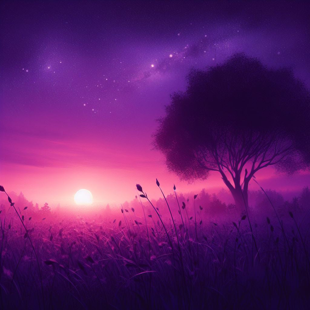 Purple Sunset with Tree Photography III Art Print