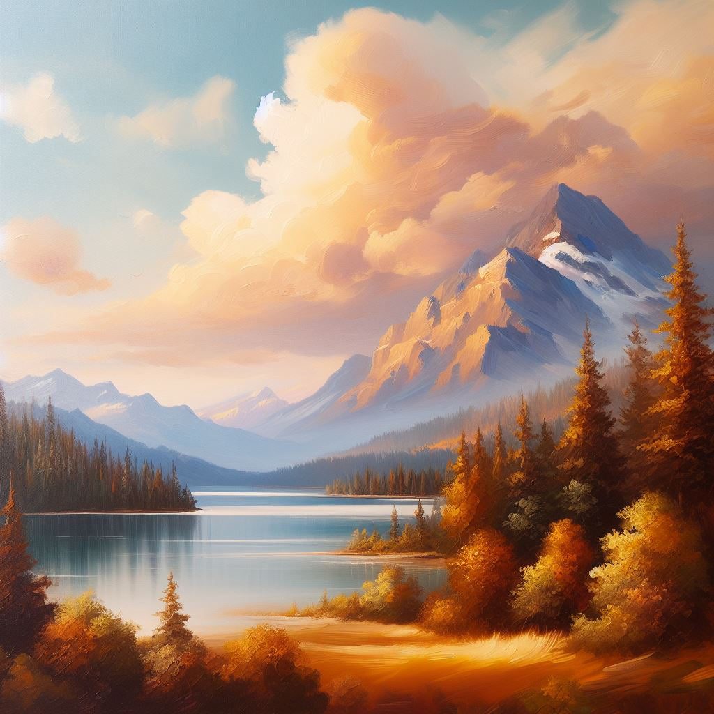 Serene View in Autumn Oil Painting Art Print