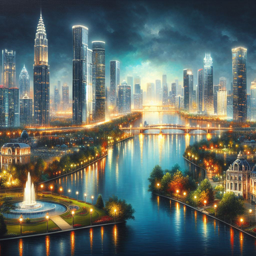 Shining City Digital Painting Art Print