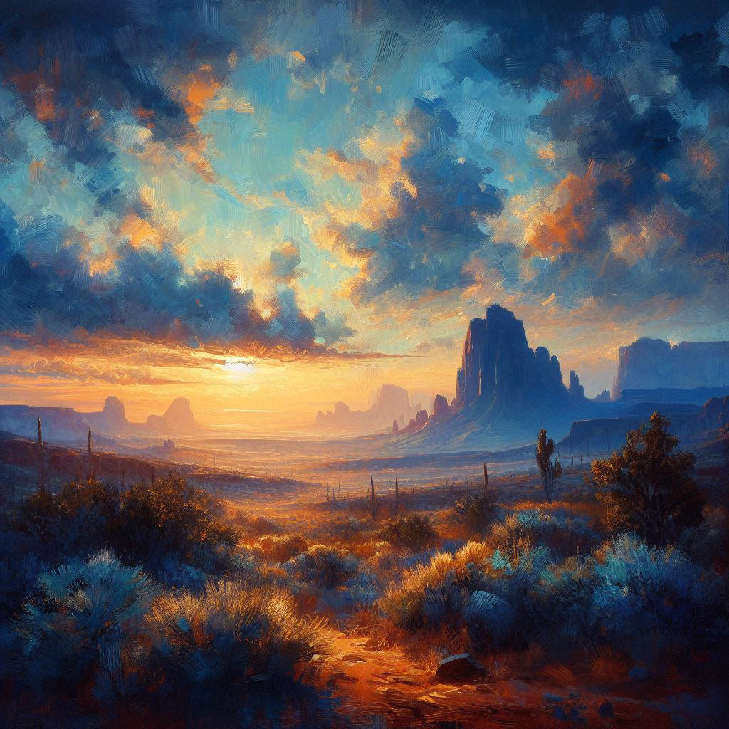 Sunrise in The Desert Southwest Oil Painting III Art Print