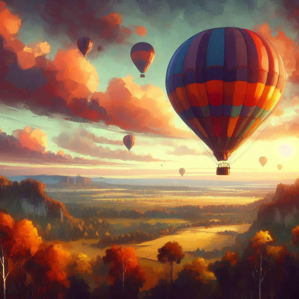 Hot Air Balloon Over A Landscape Digital Painting II Art Print