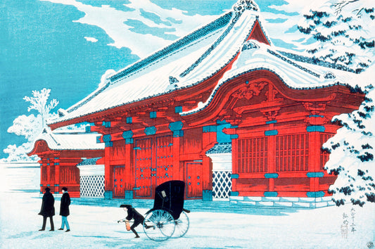 The Red Gate of Hongo in Snow by Hiroaki Takahashi Art Print