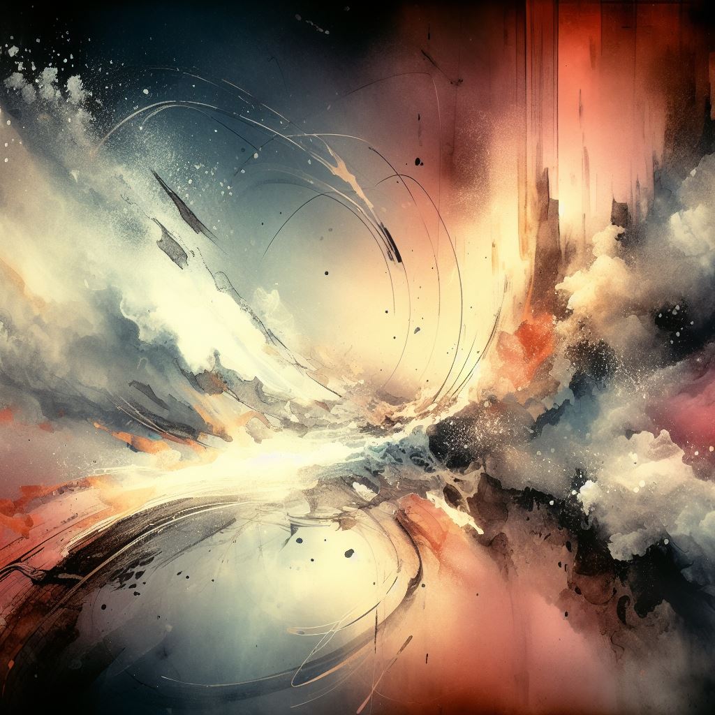 Fusion of Water and Clouds Abstract Painting Art Print