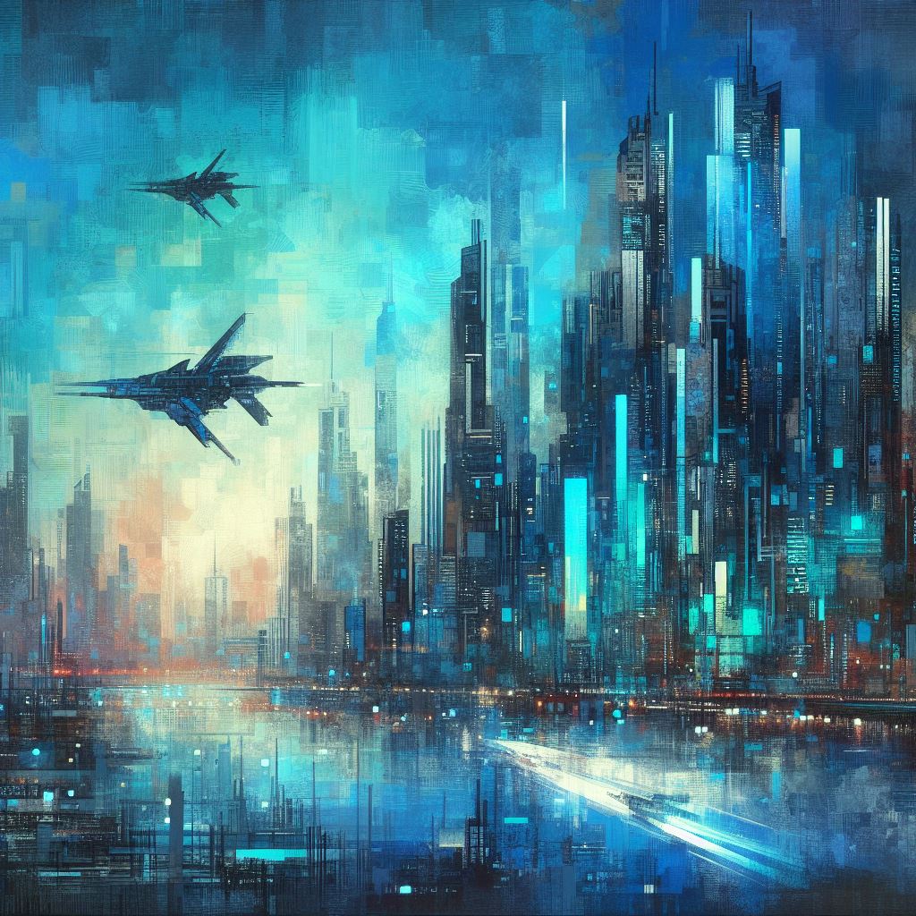 Abstract Future City Digital Painting I Art Print