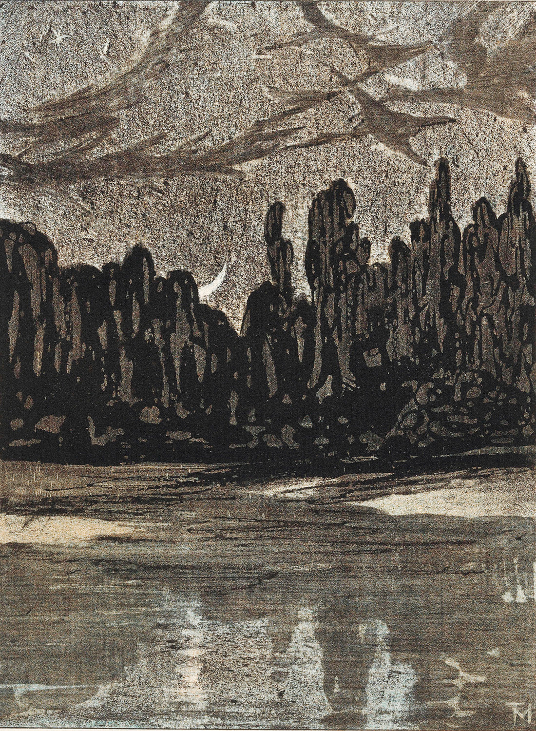Nachtelijk landschap met trekvogels by Theo van Hoytema