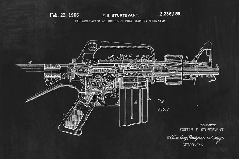 AR-15 Assault Rifle Patent Art Poster Print