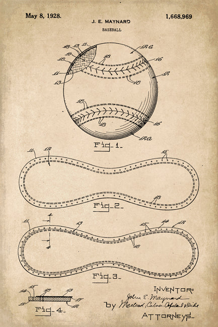 Baseball Patent Art Poster Print