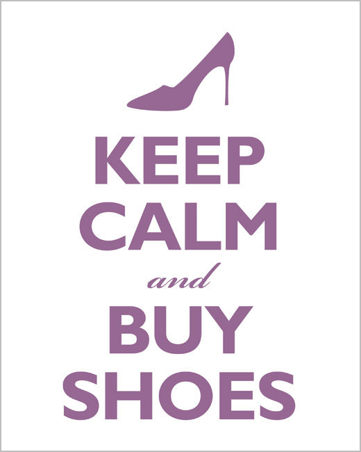 Keep Calm and Buy Shoes, premium art print (purple and white)