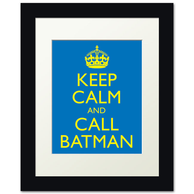 Keep Calm and Call Batman, framed print (blue and yellow)