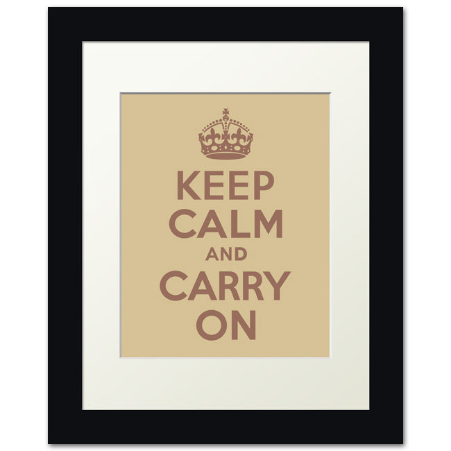 Keep Calm And Carry On, framed print (banana cream)